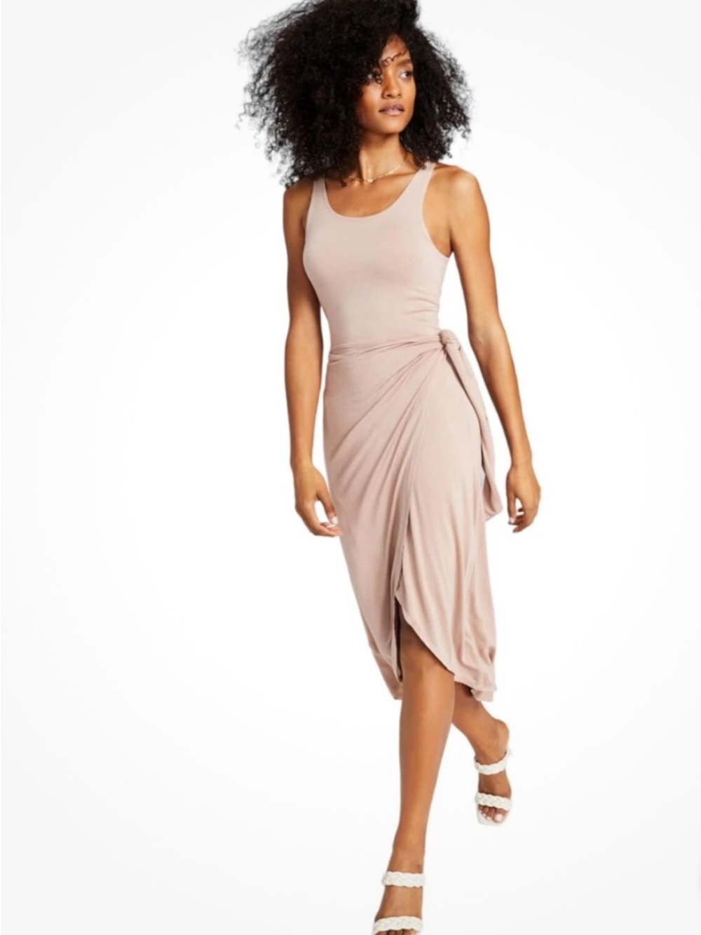 and Now This Women's Knit Side-Tie Tulip Midi Dress Sz Sm Nwt